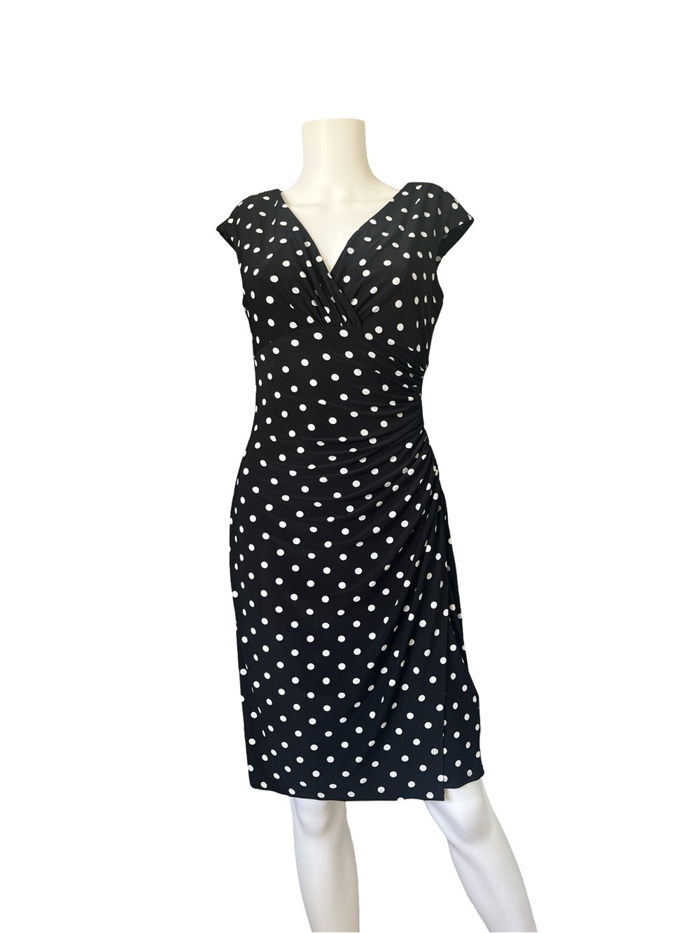 Lauren Ralph Lauren Polka Dot Dress Black White Retro Vintage Womens Size 4